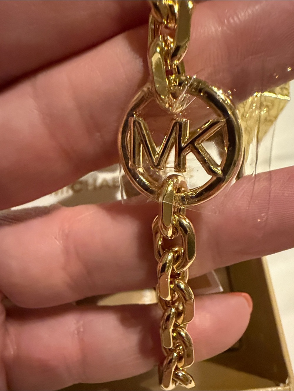 Michael Kors Gold Chain Link Bracelet with MK Logo - Picture 2 of 7
